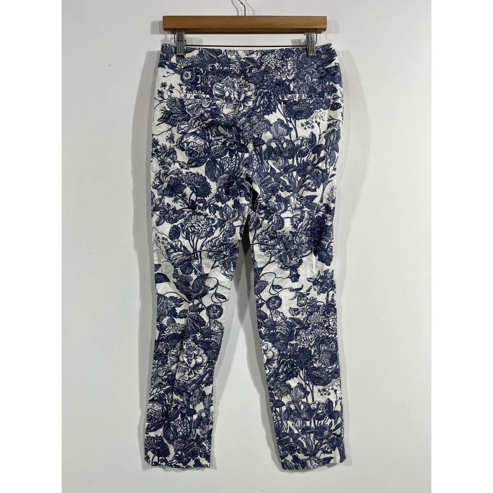 Ann Taylor Cottagecore Boho Floral Toile Slim Leg Pants Size 2 Preppy Feminine